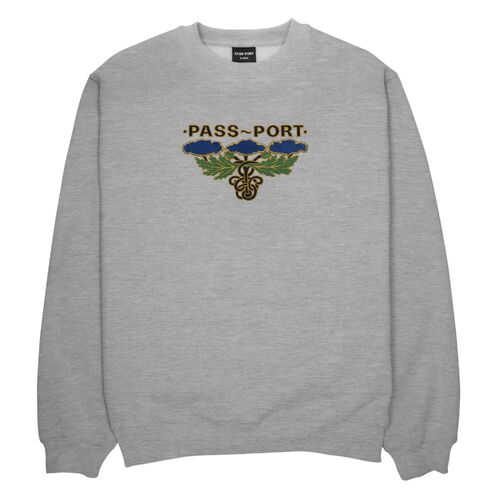 Passport Jumper Emblem Applique Crew Ash Heather [Size: Mens Medium]