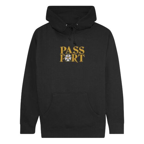 Passport Jumper Rosa Embroidery Pull Over Hoodie Black [Size: Mens Medium]