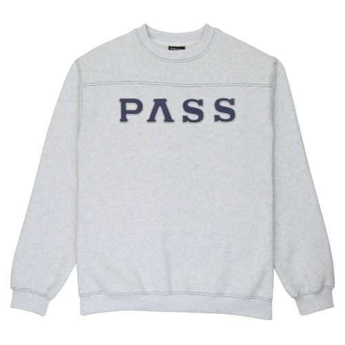 Passport Jumper Letterhead Panel Crewneck Sweater White Marle [Size: Mens Large] [Colour: White]