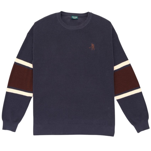 Passport Jumper Stripe Organic Knit Crewneck Sweater Slate [Size: Mens Large] [Colour: Grey]