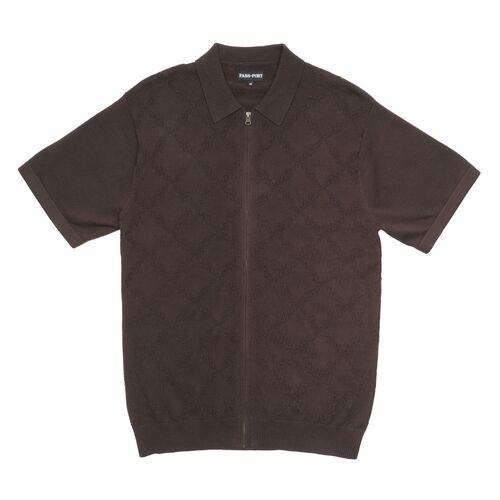 Passport Shirt Brasco SS Knit Zip Chocolate [Size: Mens Medium]