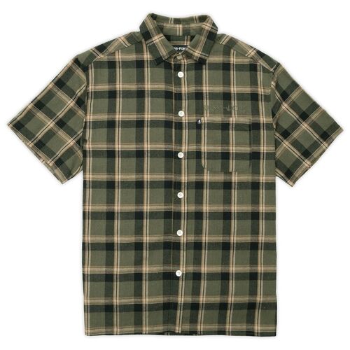 Passport Shirt Short Sleeve Workers Check Stem Logo Moss [Size: Mens Large]