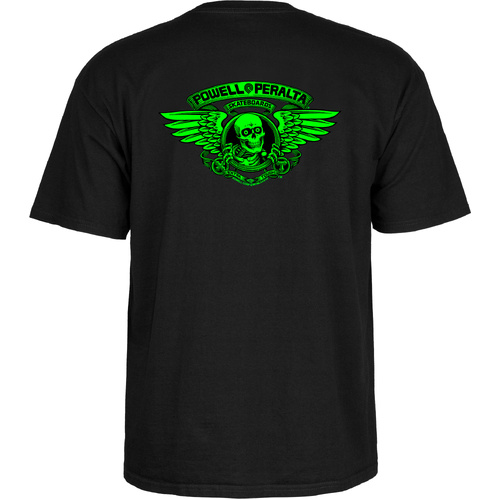 Powell Peralta Tee Winged Ripper Green Blacklight [Size: Mens Small] [Colour: Black]