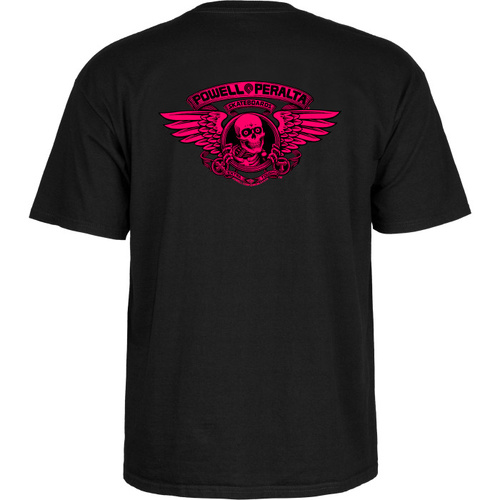 Powell Peralta Tee Winged Ripper Pink Blacklight [Size: Mens Small] [Colour: Black]