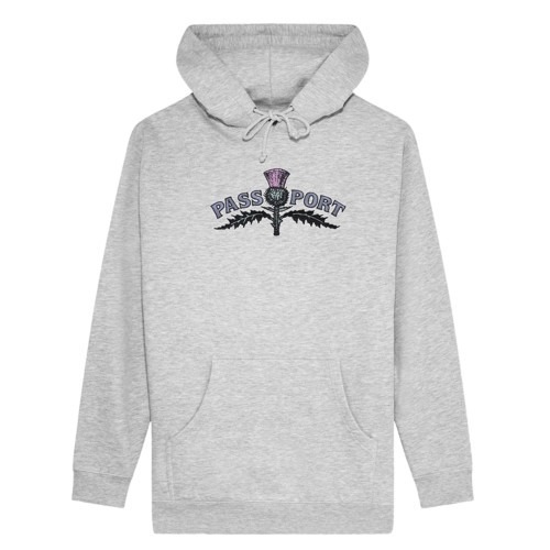 Passport Jumper Thistle Embroidery Pull Over Hood Grey Heather [Size: Mens Medium]