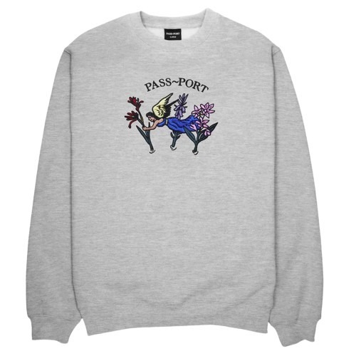 Passport Jumper Gardening Applique Crew Neck Pullover Ash Grey [Size: Mens Medium]