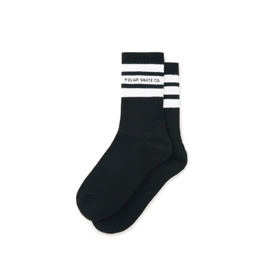 Polar Skate Co. Socks Rib Fat Stripe Black US 9-12