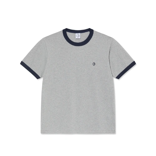 Polar Skate Co. Tee Ringer Heather Grey/Navy [Size: Mens Medium] [Colour: Grey]