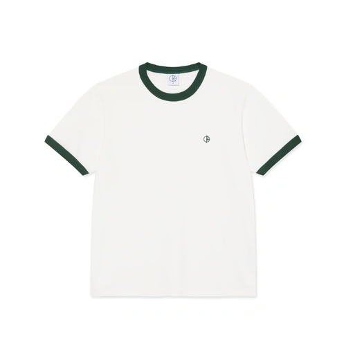 Polar Skate Co. Tee Ringer Cloud White/Dark Green [Size: Mens Medium] [Colour: White]