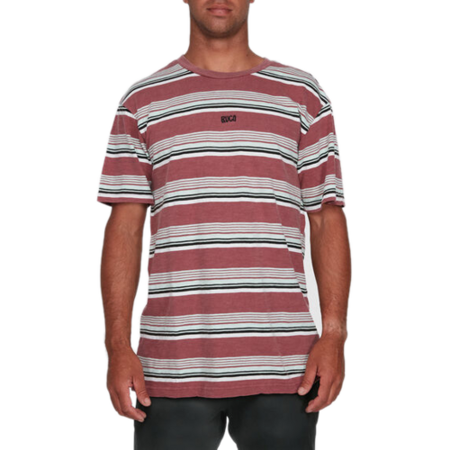 RVCA Tee Ventura Stripe Merlot [Size: Mens Medium]