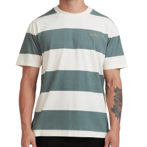RVCA Tee Harris Stripe Balsam Green [Size: Mens Medium]