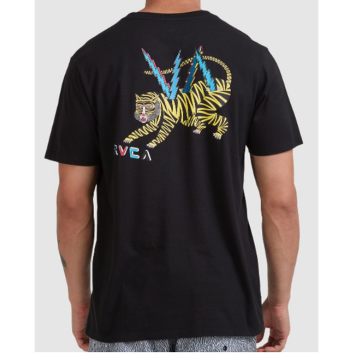 RVCA Tee Leines Tiger Washed Black [Size: Mens Medium]