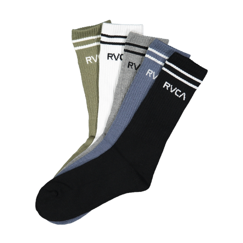 RVCA Socks Union 5pk Multi Green/Grey/Blue/Black/White
