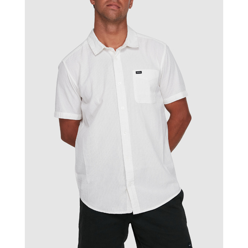 RVCA Shirt Endless Seersucker SS Antique White [Size: Mens Medium]