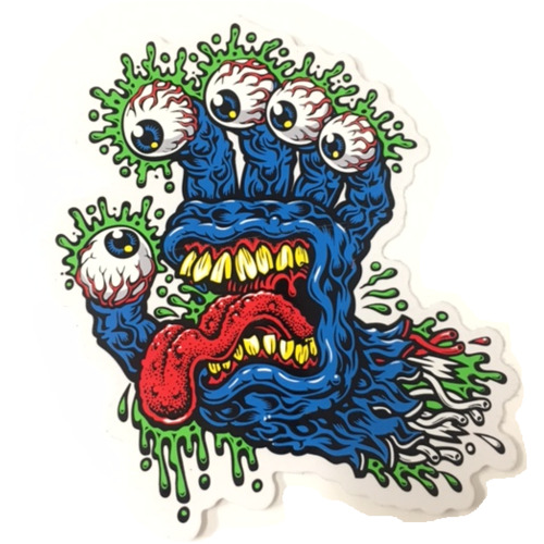 Santa Cruz Sticker Gnar Hand 5 Inch Blue