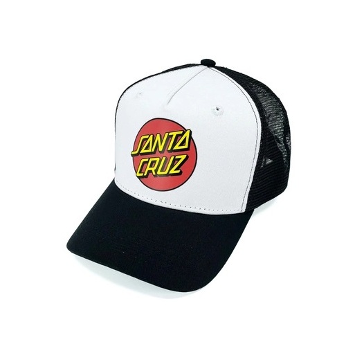 Santa Cruz Youth Hat Classic Dot Curved Trucker White/Black