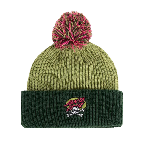 Santa Cruz Youth Beanie Oval Dot Skull Patch Green