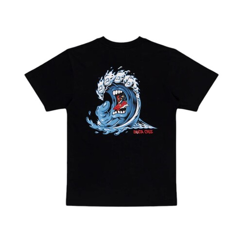 Santa Cruz Youth Tee Screaming Wave Black [Size: Youth 14] [Colour: Black]