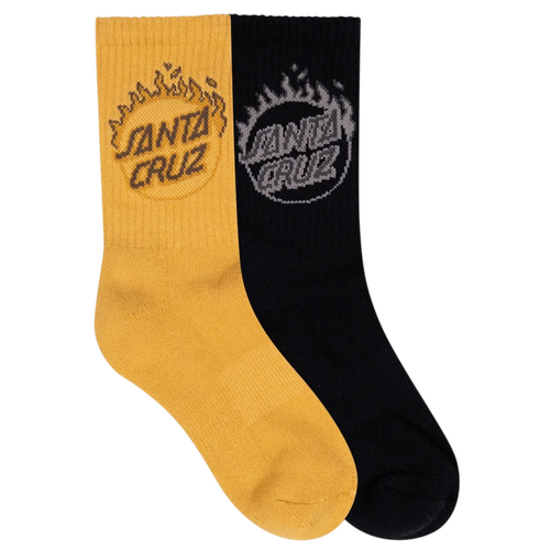 Santa Cruz Youth Socks Burnt Opus 2pk US 2-8 Tan/Black