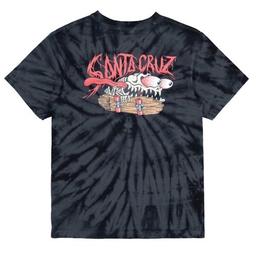 Santa Cruz Youth Tee Bone Slasher Black Tie Dye [Size: Youth 10]