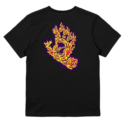 Santa Cruz Youth Tee Flame Strip Hand Black [Size: Youth 12]