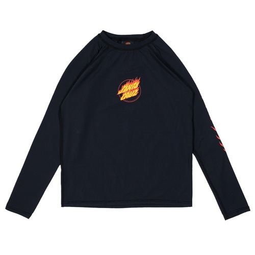 Santa Cruz Youth Rash Guard L/S Flame Dot Black [Size: Youth 8]