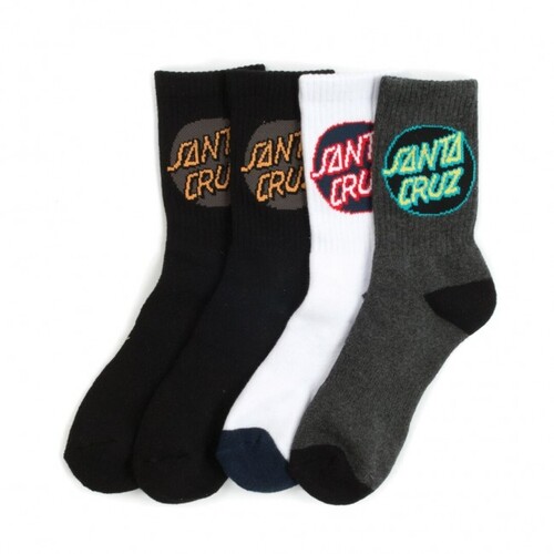 Santa Cruz Youth Socks Pop 4pk White/Black/Grey US 2-8
