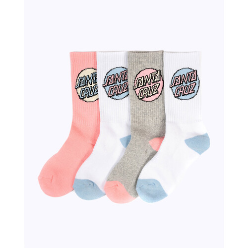 Santa Cruz Youth Socks Pop Dot 4pk US 2-8 Grey/White/Pink