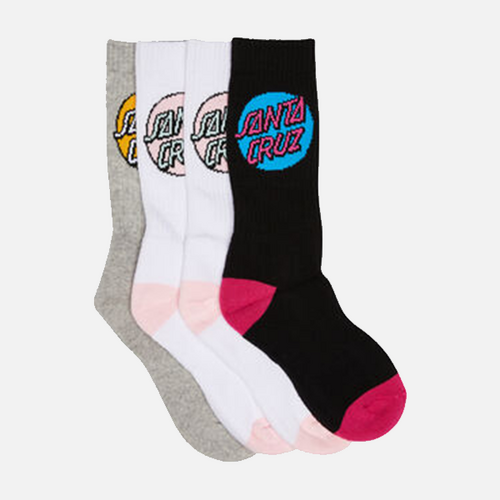 Santa Cruz Socks Pop Dot 4pk Black/White/Grey Womens US 6-10