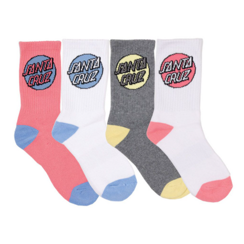 Santa Cruz Youth Socks Pop Dot Multi White/Pink/Grey/White US 2-8