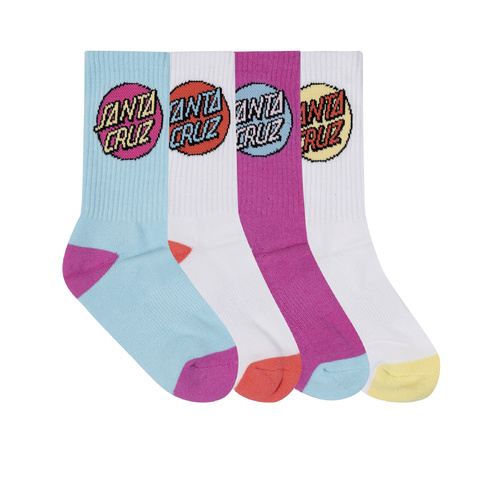 Santa Cruz Youth Socks Other Dot Crew 4pk Aqua/Pink/White US 2-6