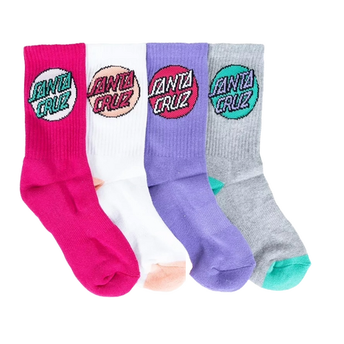 Santa Cruz Youth Socks Other Dot Crew Pink/Grey/Lilac/White 4pk US 2-8