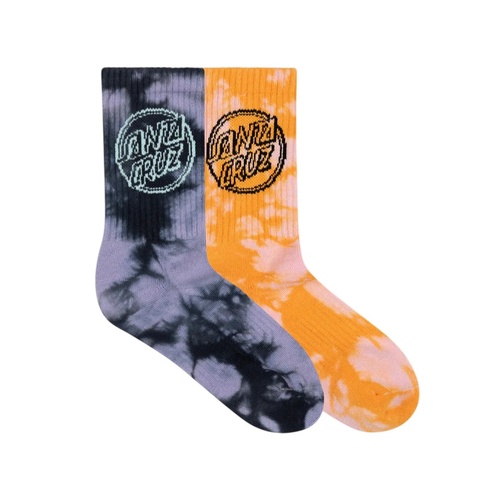 Santa Cruz Youth Socks Contra Dot Mono Crew 2pk Lavender/Orange Tie Dye US 2-6