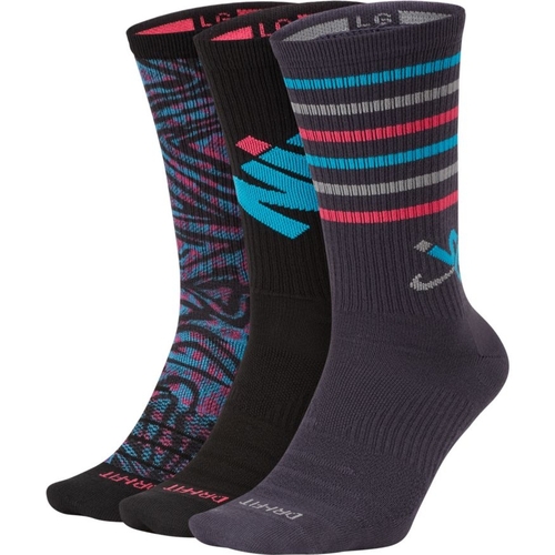 Nike SB Youth Socks Crew 3pk Everyday Max Lightweight Multi Black/Blue US 3-5