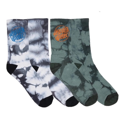 Santa Cruz Socks Opus Dot Tie Dye Multi Mens 2pk US 7-11