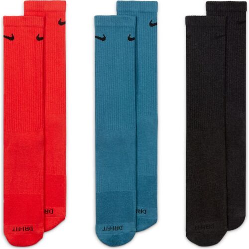 Nike SB Socks Crew 3pk Everyday Plus Cush Red/Blue/Grey US 9-12