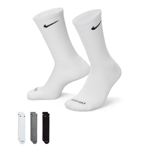 Nike Socks Everyday Crew Plus 3pk Grey/White/Black US 8-12