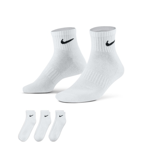 Nike Socks Ankle Everyday Cush 3pk White/Black [Size: Youth] [Colour: White]