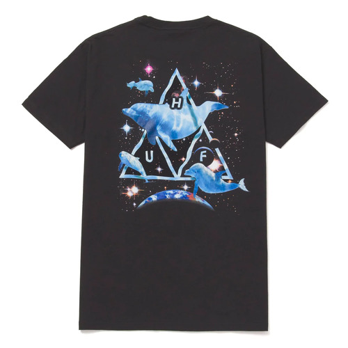 Huf Tee Space Dolphins Washed Black [Size: Mens Large]