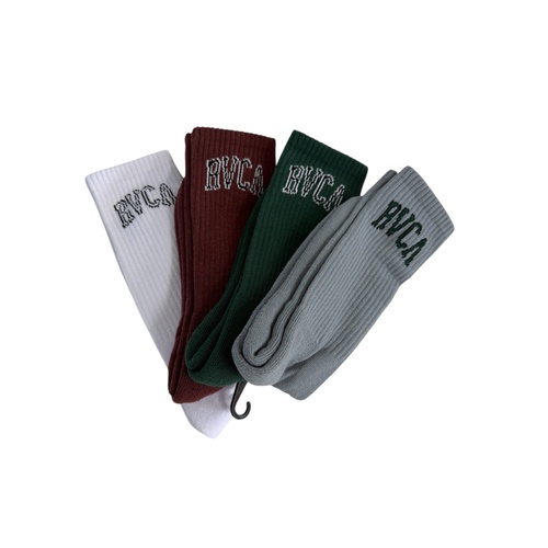 RVCA Socks Crew Seasonal 4pk Grey/Green/Red/White