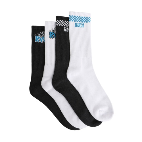 RVCA Socks Crew Seasonal 4pk Jacquard Black/White