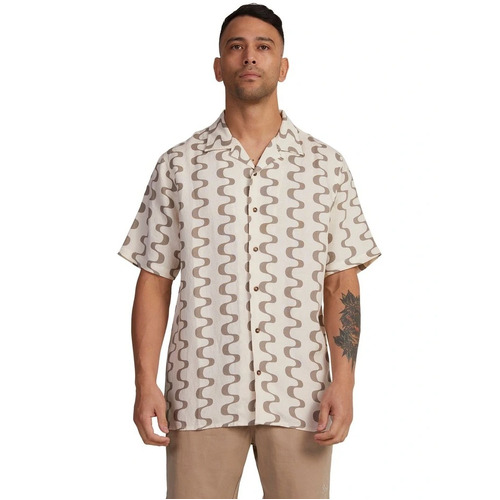RVCA Shirt Happy Hour Stone [Size: Mens Medium]