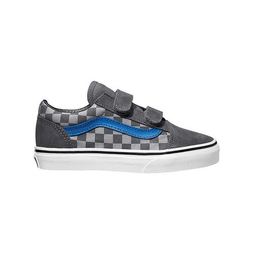 Vans Youth Old Skool Velcro Checkerboard Pewter/Grey [Size: US 4K]
