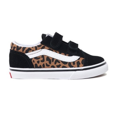 Vans Youth Old Skool Velcro Leopard Black/Brown Kids [Size: US 6K] [Colour: Black]