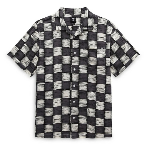 Vans Shirt Moore SS Asphalt/Antique White Check [Size: Mens Medium]