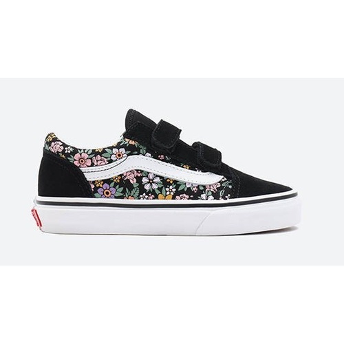 Vans Youth Old Skool Velcro Fun Floral Black/White Kids [Size: US 4K]