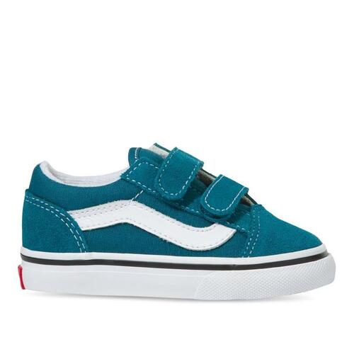 Vans Youth Old Skool Velcro Blue Coral/White Kids [Size: US 4K]