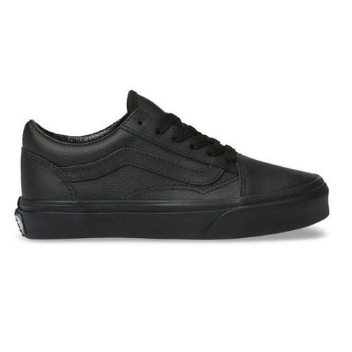 Vans Youth Old Skool Leather Black/Black [Size: US 1]