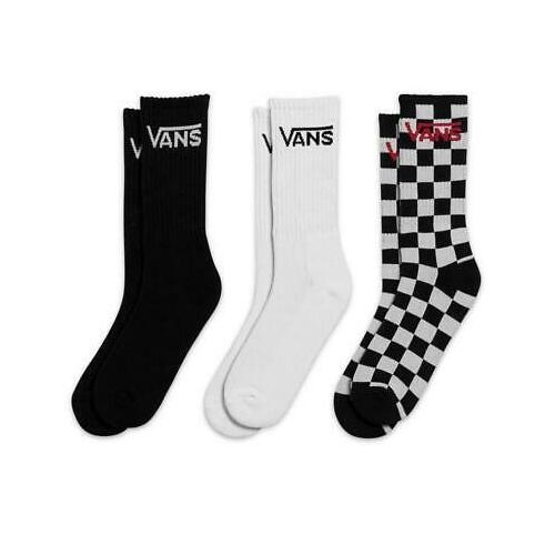 Vans Socks Classic Crew 3pk Black/White/Check US 6.5-9
