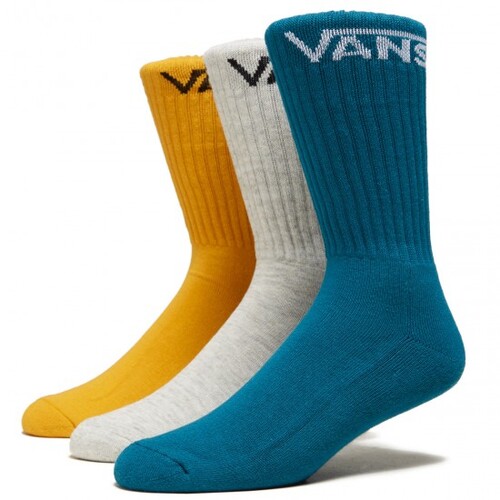 Vans Socks Classic Crew 3pk Golden Glow Gold/Grey/Blue US 6.5-9